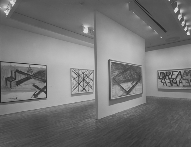 The present work installed at the Museum of Modern Art, New York, New Works on Paper 3, June 26 –September 3, 1985. Photographic Archive. The Museum of Modern Art Archives, New York. IN1401.14. Image: Katherine Keller, Artwork: © 2021 Bruce Nauman / Artists Rights Society (ARS), New York